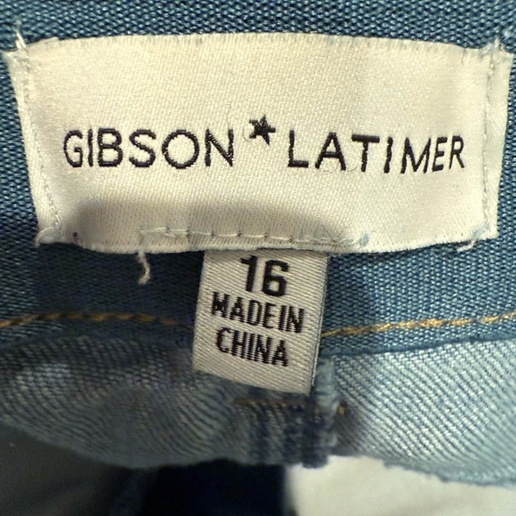 Gibson Latimer Light Wash Straight Leg Jeans Stretch Elastic Waist Zip Size 16 - Picture 3 of 3